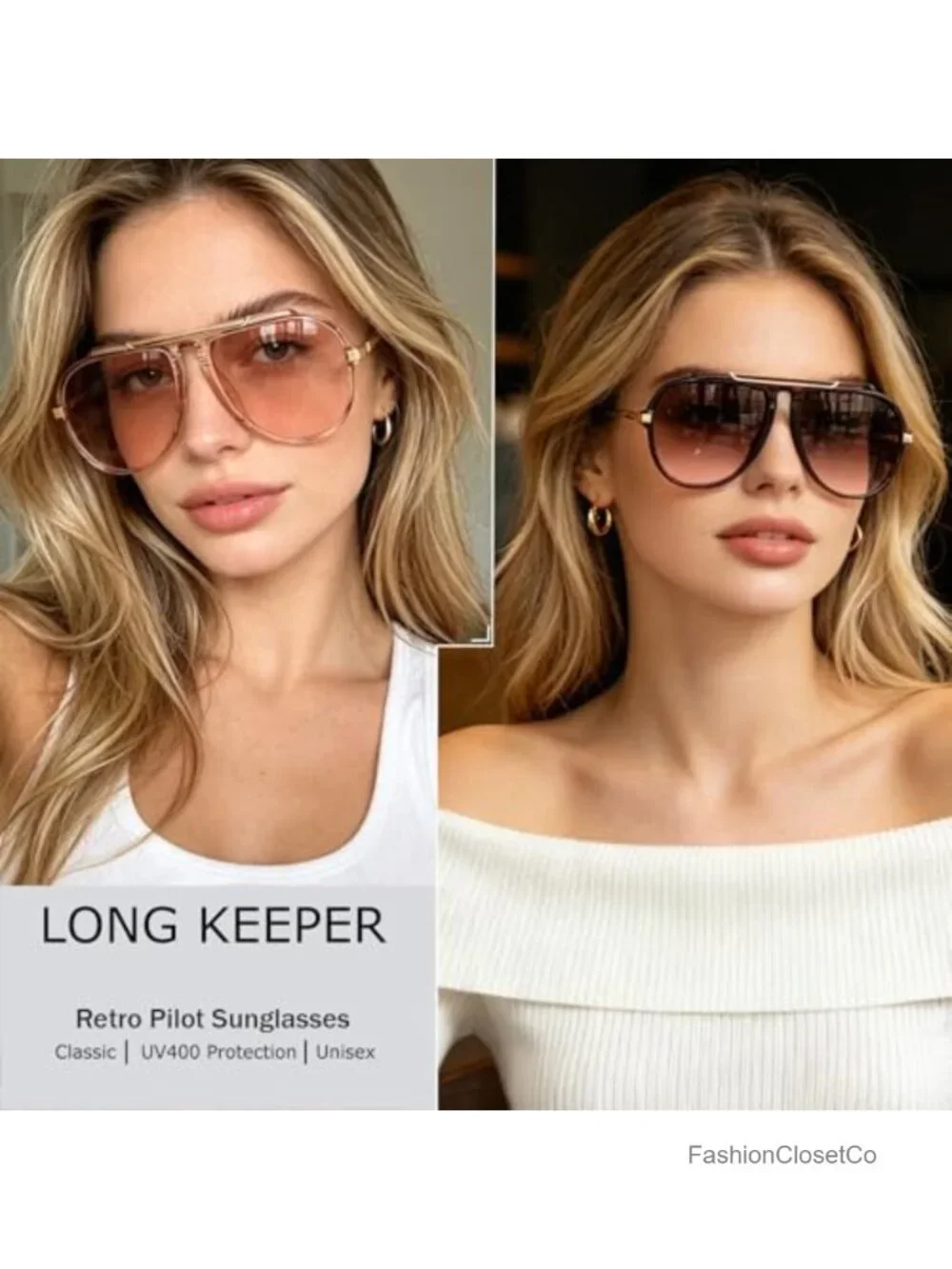 Oversized Retro Pilot Sunglasses for Men Women UV400 Driving Glasses